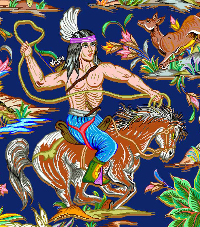 مخمل فرش شکارگاه پارسی سورمه ای