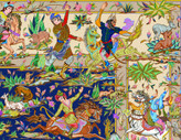 مخمل فرش شکارگاه پارسی سورمه ای