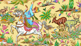 مخمل فرش شکارگاه پارسی طلایی